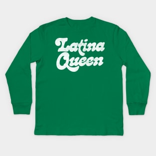 Latina Queen / Original Retro Style Design Kids Long Sleeve T-Shirt